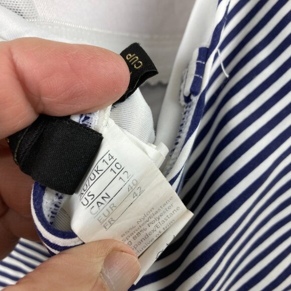 NIP TUCK Size 10 Blue White Striped Multi Fit Cup One Piece Bathing Swimsuit - Picture 9 of 9